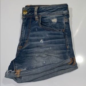 Medium wash jean shorts